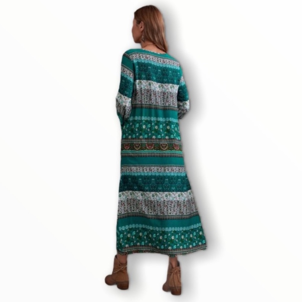 #235 Modest Tribal Floral Long Sleeve Dress - Picture 10 of 17
